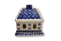 A07 Bunzlau Kerst huisje 15cm 2615 Waxinelichthouder